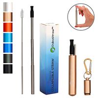 DoboStraw™ Collapsible Stainless Steel Reusable Straw with Aluminum Keychain Caring Case | Collapsable Cleaning Brush Included | Bonus Soft Silicone Straw Tip Included (Matte Rose Gold)
