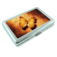Rustic Butterfly Em1 Hip Silver Cigarette Case Id Holder Metal Wallet 4" X 2.75" RFID Protection