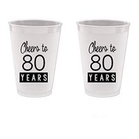 80th Birthday Frost Flex Plastic Cups - Cheers to 80 Years (10 cups)