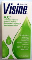 Visine A.C. Seasonal Itching + Redness Relief Eye Drops 0.5 FL OZ (Pack of 3)