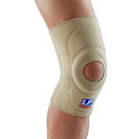 LP SUPPORT 708 - Standard Knee Support - Neoprene Knee Brace - Relief for Arthritis, Mild Sprain, Strain - Open Patella Sleeve for Patella Instability (Tan, XL)