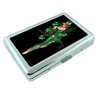 Irish Pin Up Girls Lady Luck Ireland S6 Silver Cigarette Case Metal Wallet Id Holder 4" X 2.75" RFID Protection