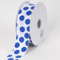 BBCrafts White with Royal Dots Grosgrain Ribbon Jumbo Dots 1-1/2 inch 25 Yards