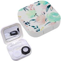 Portable Contact Lens Case Box Travel Kit Mirror + Bottle + Tweezers Container Holder [ Watercolor Floral Soft ]