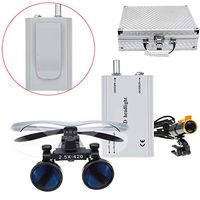 Ocean Aquarius Sliver 2.5X420MM Surgical Binocular Loupes Magnifier +5W Portable LED Headlight Plug in Clip Head Light with Filter +Aluminum Box 008