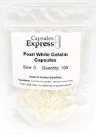 Capsules Express- Size 0 Pearl White Empty Gelatin Capsules 100 Count - Kosher and Halal Certified - Gluten-Free Pure Bovine Gelatin Pill Capsule - DIY Powder Filling