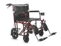 Medline Heavy Duty Bariatric Transport Chair, Extra Wide 22" Seat, Permanent Full-Length Arms, Elevating Legrests, Red Frame