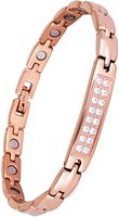 Sparkling Womens Magnetic Therapy Anklet Arthritis Pain Relief & Inflammation Reduction for Feet and Ankles (Titanium w/Crystals, Rose Gold)