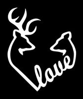 Deer Love Vinyl Sticker | Cars Trucks Walls Laptop | 4.5 Inch Width X 5.5 Inch Height | White HGC0107
