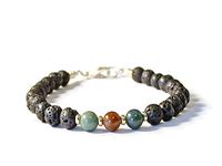 Beads-N-Style Aromatherapy Essential Oil Diffusing Bracelet, Fancy Jasper and Lava Rock (8.5)