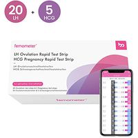 Femometer 20 Ovulation Test Strips and 5 Pregnancy Test Strips Combo Kit, Sensitive Fertility Predictor Testing Kits, Accurate Results with App (iOS & Android) Automatically Recognizing Test Results