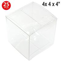 MTXtop 25Pcs 4 x 4 x 4"PET Transparent Clear Wedding Favor Boxes Candy Gift Boxes for Party, Birthday Presents, Baby Shower,Cupcakes, Jewelry