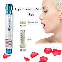 YOSAN Noninvasive Nebulizer Hyaluronic Acid Pen Kit Injector Hyaluron Gun Non Invasive Wrinkle Removal Water Syringe Injection Atomize (with 10 Ampoule Head + 10 Converter)