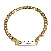 Pre-Engraved Gold Plated Curb Link"Allergic to Sulfa" Medical ID Bracelets for Women