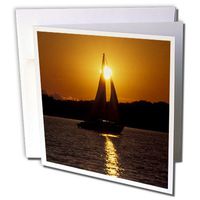 3dRose Greeting Cards, Usa, Minnesota, Sailboat Sunset Leech Lake, Us24 Pha0006, Peter Hawkins, Set of 6 (gc_91397_1)