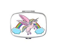 Rectangle Pill Case - Unicorn and Rainbow Custom Fashion Style Pill Box - 2 Compartments Pill Box/Pill case