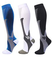 Alanfox 3 Pair Compression Socks Women Men 20-30mmHg for Athletic Nursing Medical Travel-Boost Stamina,Circulation & Recovery (Multicolor-XXL)