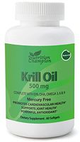 Krill Oil 500 mg x 60 Softgels with Omega 3 (EPA, DHA), Omega 6 and 9 Essential Fatty Acids, Promotes Cardiovascular Health, Supports Joint Health, Powerful Antioxidant