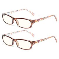 2 Pair Computer Glasses - Anti-blue glasses - Blue Light Blocking Reading Glasses for Women (2 Pack Brown, 2.00)