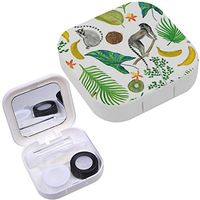 Portable Contact Lens Case Box Travel Kit Mirror + Bottle + Tweezers Container Holder [ Watercolor Tropical ]