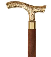 Deals on Columbus Day - 37 Inch Walking Stick Derby Wooden Walking Stick Cane for Men and Women - Brown Ebony Brass T Shape Handle in Golden Tone Natural Wood Walking Stick Cane for Men/Women