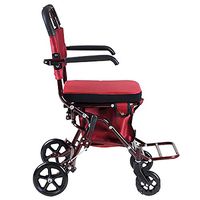 Standard Walker Aluminum Alloy Folding Rollator, Height AdjustableWith handbrake for Disabled,Elderly People Shopping with Seat and Basket (Dark Red)