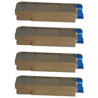 Amsahr 43324404 Okidata 43324404, C5500n Remanufactured Replacement Toner Cartridge with Four Black Cartridges
