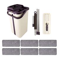 MAYouth Dust Mop Home Household Rotatable Floor Cleaning with Replacement Heads Microfiber Flat Mop and Bucket System