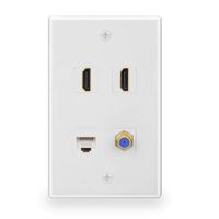 BATIGE Coaxial TV Cable F type RJ45 Cat6 Ethernet HDMI Keystone Compose Wall Plate (1 F-Type & 1 CAT6 & 2 HDMI)