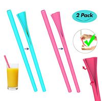 Reusable Drinking Straws BPA-Free Non-Toxic Openable Straw Washable without Cleaning Brush Set of 2