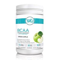 TRU BCAA, Plant Based Branched Chain Amino Acids, Vegan Friendly, Zero Calories, No artificials sweeteners or Dyes, Improve Fat Loss, 50 Servings (Green Apple)