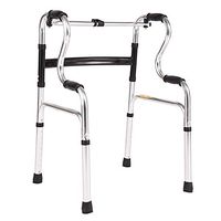 Luckya Elderly Walker Four-Legged Cane Double Curved Walker Elderly Walking Frame Booster Aluminum Walker Non-Slip Walking Stick with Hospital