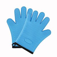 Yjdr Waterproof Silicone Gloves, 1 Pair of Silicone Oven Mitts - Professional Heat Resistant Mitt Set for Using When You're Cooking, Baking, Grilling, Broiling & Basting. (Color : Blue)
