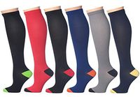 REXX 6 Pairs Compression Socks (15-20mmHg) for Men & Women - Best Stockings for Running, Medical, Athletic, etc (Multi #1, Large/X-Large)
