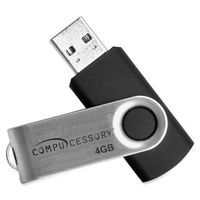 Wholesale CASE of 15 - Compucessory 4GB USB 2.0 Flash Drive-Flash Drive, USB, 4GB, Black/Aluminum