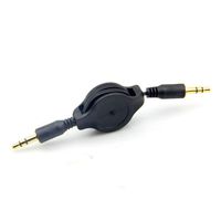Auxiliary Black Retractable Cable Cord for All Mp3 iPod iPhone Samsung Cell Phones Car Stereos 3.5mm