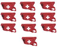 10pk AsaTechmed First Aid Waist Pack - Baywatch Lifeguard Fanny Pack - Compact for Emergency at Home, Car, Outdoors, Hiking, Playground, Pool, Camping, Workplace