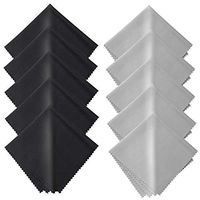 Cleaning Cloth Microfiber - 8 x 8 inch for Electronics - Cleans Lenses, Glasses, Screens, Cameras, Cell Phones,Silverware and Delicate Surfaces (10 Pack, Black,Gray)