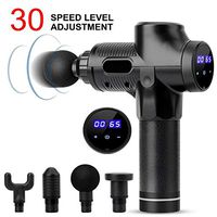 WODFitters Handheld Percussion Massage Gun - Deep Tissue Massager for Athletes - 30 Speed, Rechargeable, 4 Massage Heads, Carrying Case (Rubberized Black)