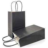 AZOWA Gift Bags Black Kraft Paper Bags with Handles (8 x 3 x 6 in, 25 CT)