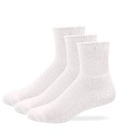 Carolina Ultimate Non Binding Half Cushion Diabetic Quarter Socks 3 Pair Pack (White, Large)