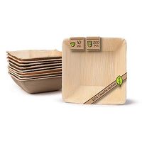 Naturally Chic Palm Leaf Compostable Bowls - 5 Inch Square Biodegradable Disposable Small Dinnerware Bulk Set - Eco Friendly - Bowls for Weddings, Parties, BBQs, Events (200 Pack)