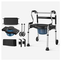 EGCLJ Walkers Lightweight Rollator Walker with Toilet Frame Ergonomic Folding Waterproof Mobility Aid Walker for Handicap and Seniors