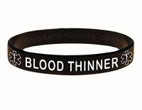 Blood Thinner ID Bracelet Wristband - Black - 8 Inches - Standard