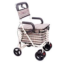 Seat & Roller Bar Covers Walker 4 Wheel Walker Good Helper Can Sit Walking Aids Convenient Folding Carrying Old Man Armrest Crutches Gifts (Color : White, Size : 8750cm)