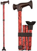 NOVA Folding Cane, Walking Cane with Quad Tip, Foldable & Adjustable Travel Cane, Mahogany Swirl