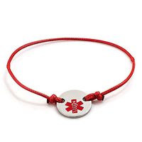 Moonlight Collections Medical Alert ID Bracelet Thin Red Line Leather Washer Token Charm