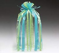 (100) Sweet Stripe Blue and Green 11" Cellophane Bags
