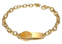 JF.JEWELRY 11 mm Gold-Plated Stainless Steel Medical Alert Bracelet for Women, Free Engraving