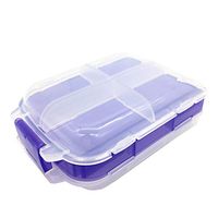 Foldable Travel Storage Box Pill Organizer Medicine Dispenser – 3 Layers with 8 Compartments Waterproof Portable Pill Storage Container for Daily Medicine, Vitamin and Fish Oil (Purple)